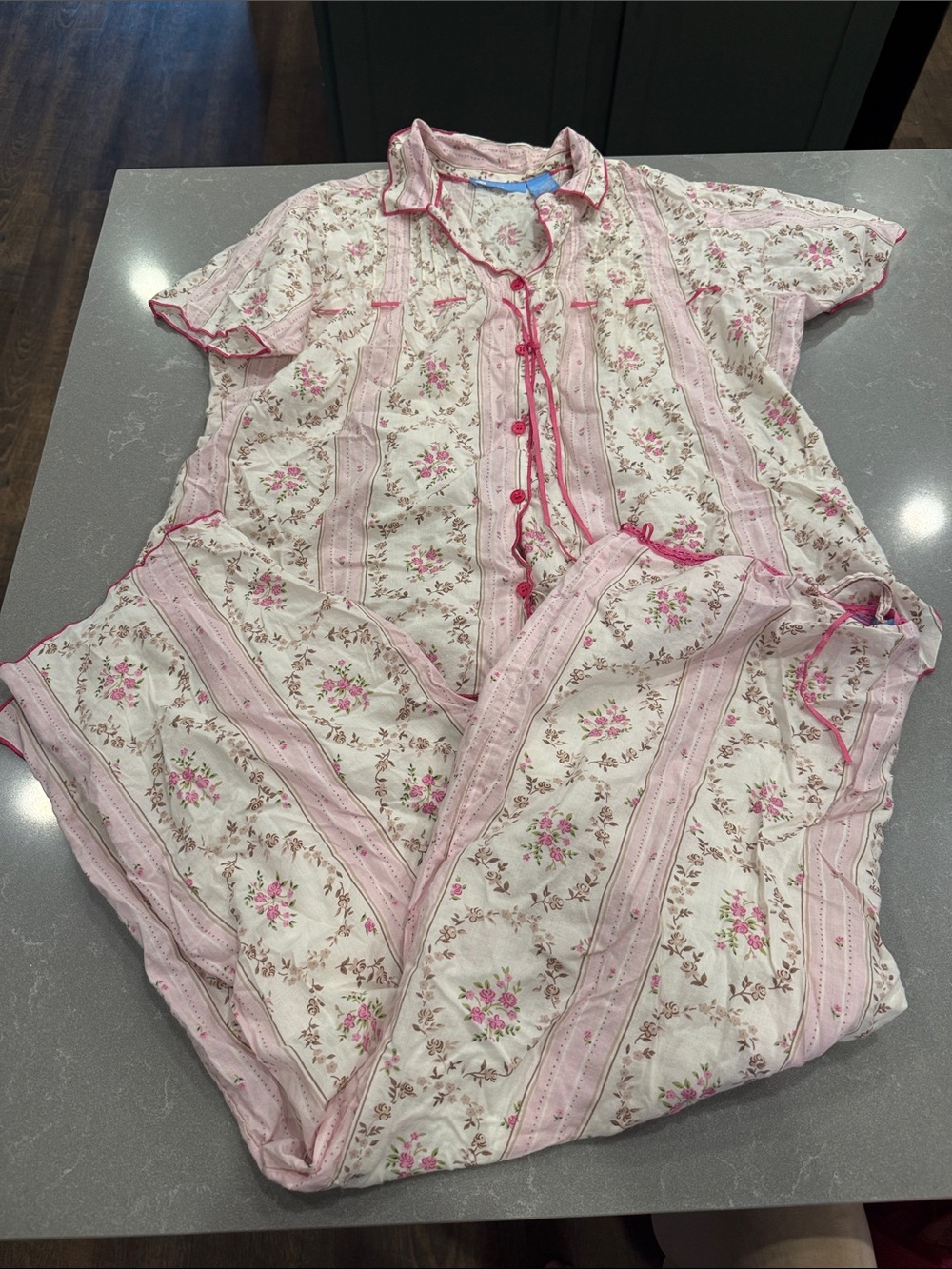La Cera 100% Cotton Women's Pink Floral Pajama Set - Sleepwear